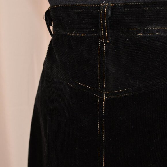 Y2K Black Corduroy Heart Patch Midi Skirt Sz 2 - Picture 6 of 6